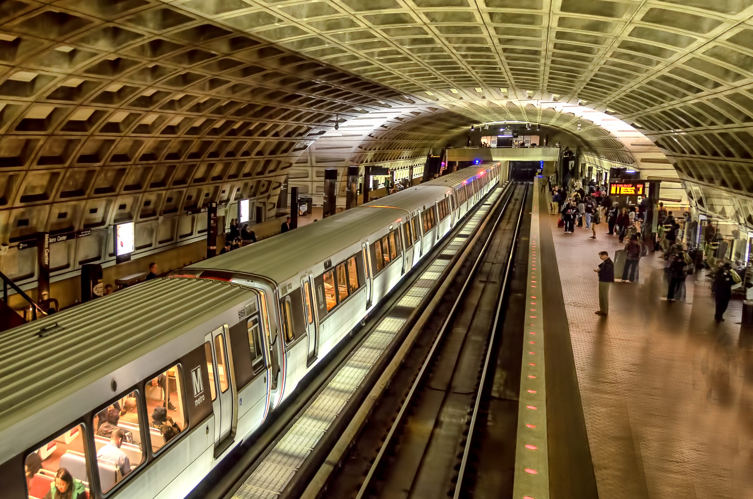 Washington DC, USA. November 2012. Commuters wait for train at Washington DC subway station